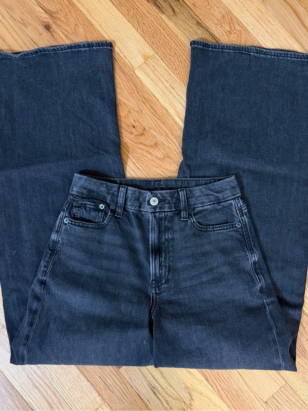 American Eagle Outfitters Black Curvy Super High Rise Baggy Wide Leg Jeans